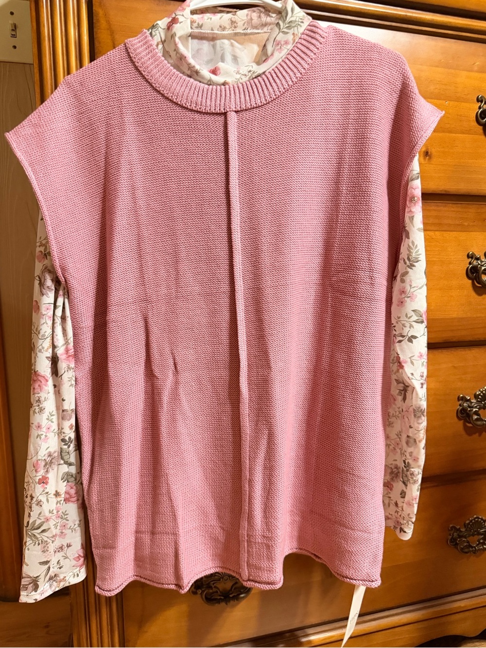 SHEIN Rose Pink Knit Sleeveless Layering Vest and mesh top